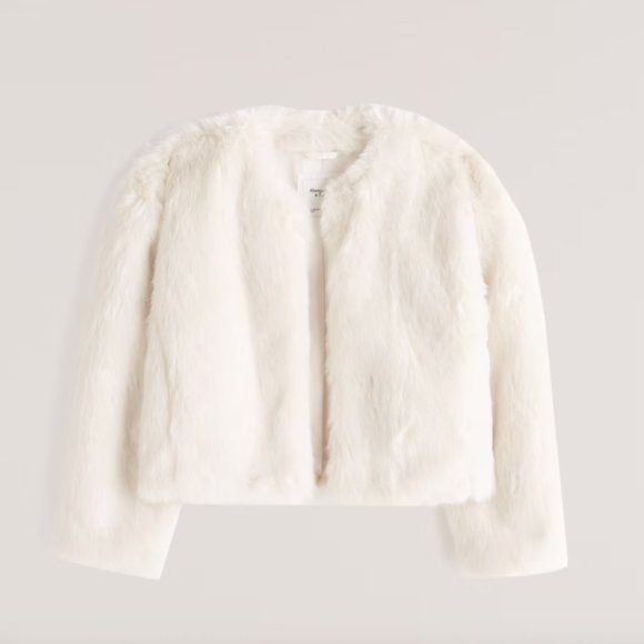 Abercrombie white fur jacket Clearance